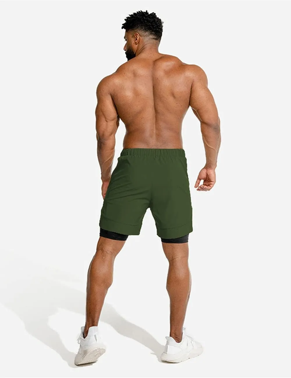 COOFANDY Men's 2 Pack Running Shorts 2 in 1 Workout Shorts Quick Dry Gym Training Athletic Jogger with Phone Pockets