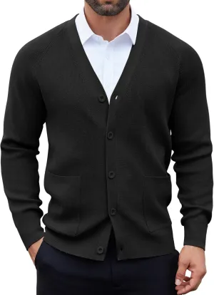 COOFANDY Men's Cardigan Sweaters with Button Lightweight Casual V Neck Long Sleeve Pockets Knitted Sweater