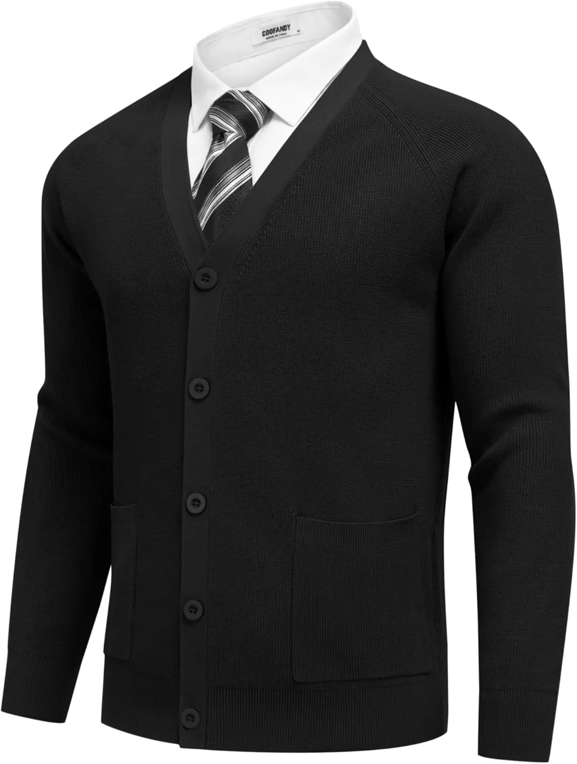 COOFANDY Men's Cardigan Sweaters with Button Lightweight Casual V Neck Long Sleeve Pockets Knitted Sweater