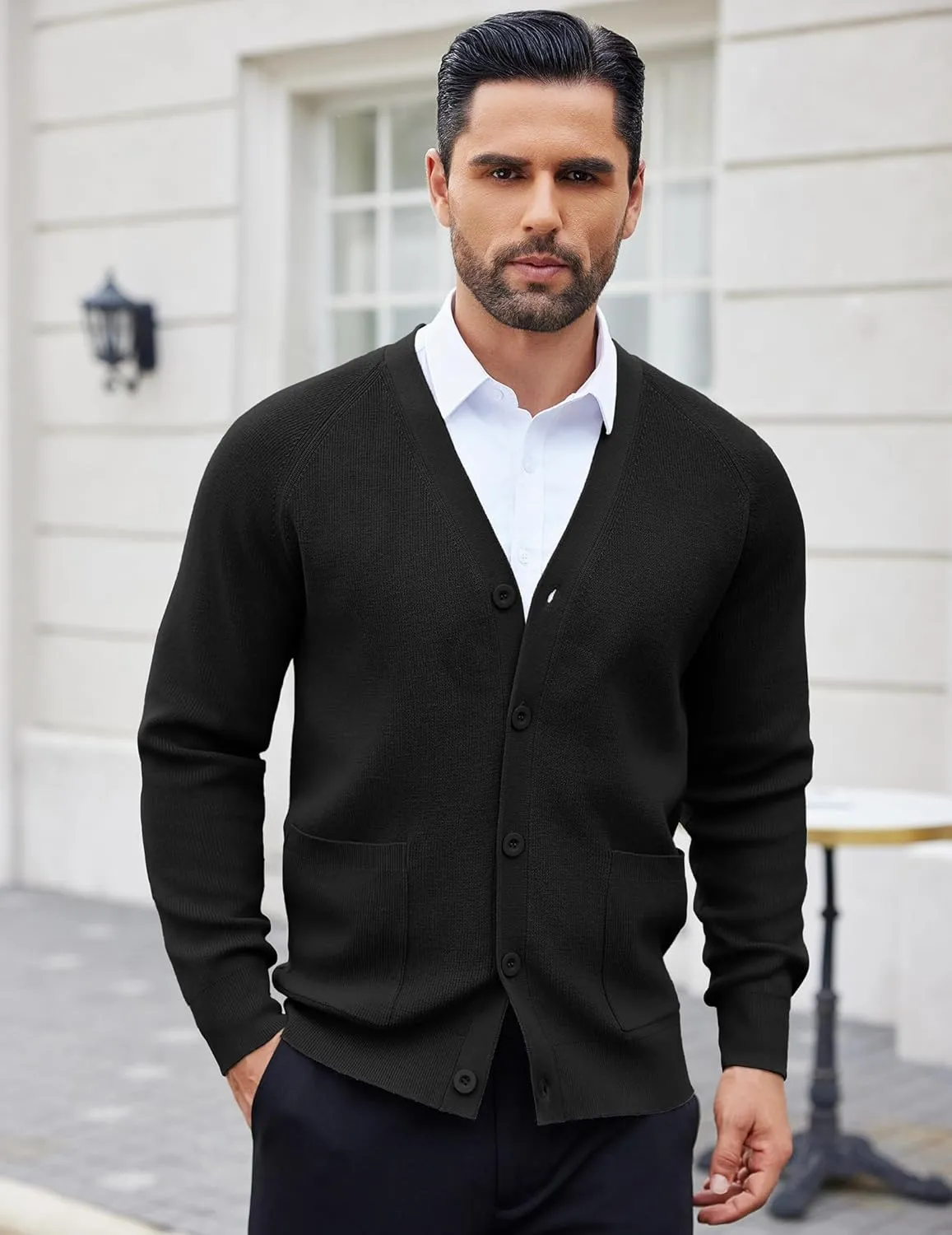 COOFANDY Men's Cardigan Sweaters with Button Lightweight Casual V Neck Long Sleeve Pockets Knitted Sweater