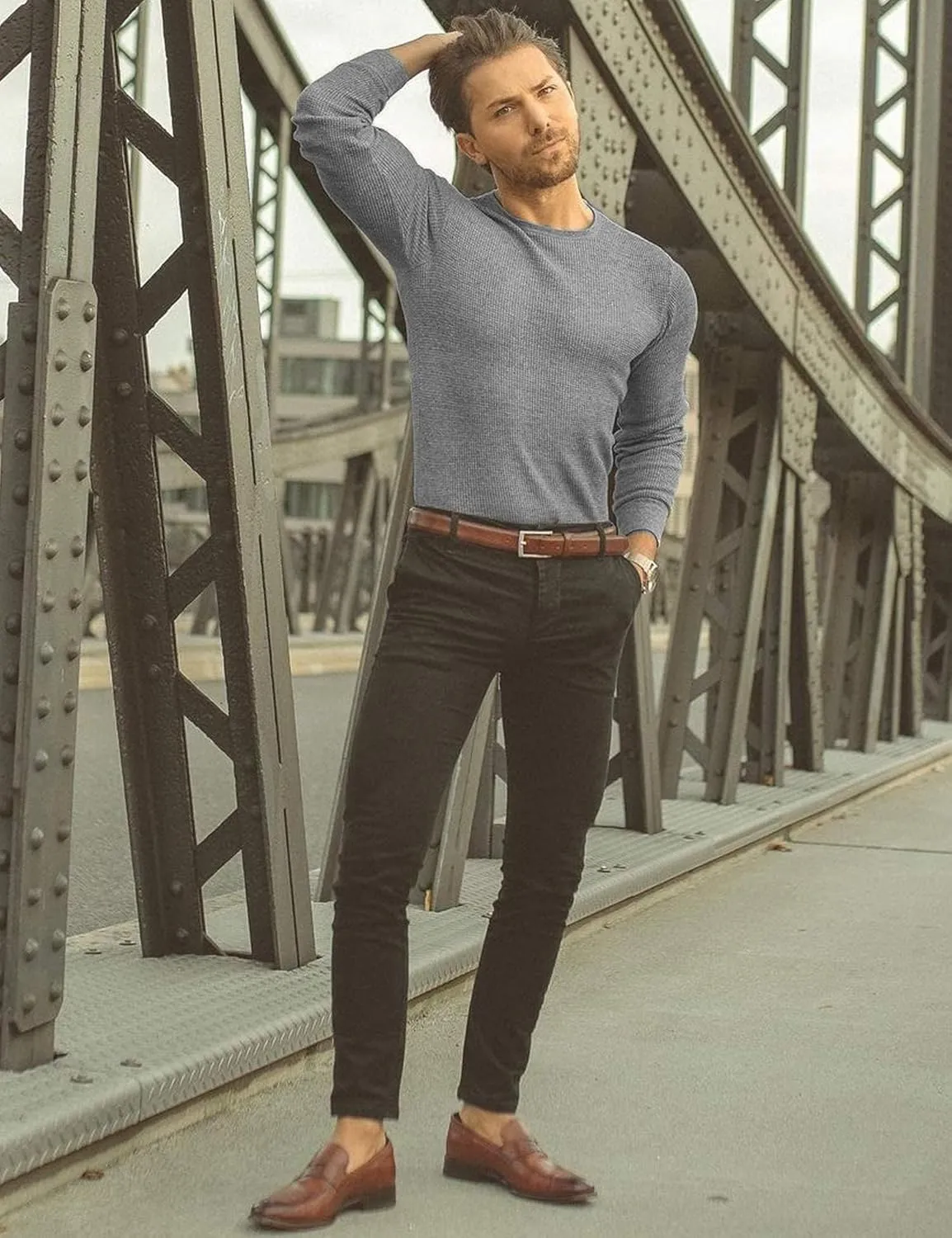 COOFANDY Men's Crew Neck Sweater Slim Fit Lightweight Sweatshirts Knitted Pullover for Casual Or Dressy Wear