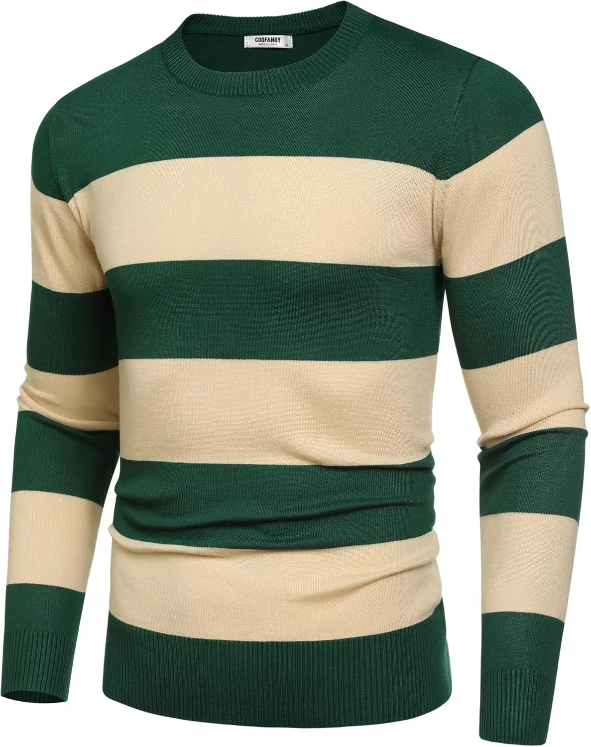 COOFANDY Men's Crew Neck Sweater Slim Fit Lightweight Sweatshirts Knitted Pullover for Casual Or Dressy Wear