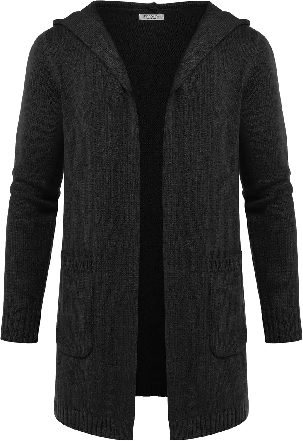 COOFANDY Mens Long Open Front Cardigan Sweater Lightweight Hooded Knitted Cardigan Sweaters with Pockets