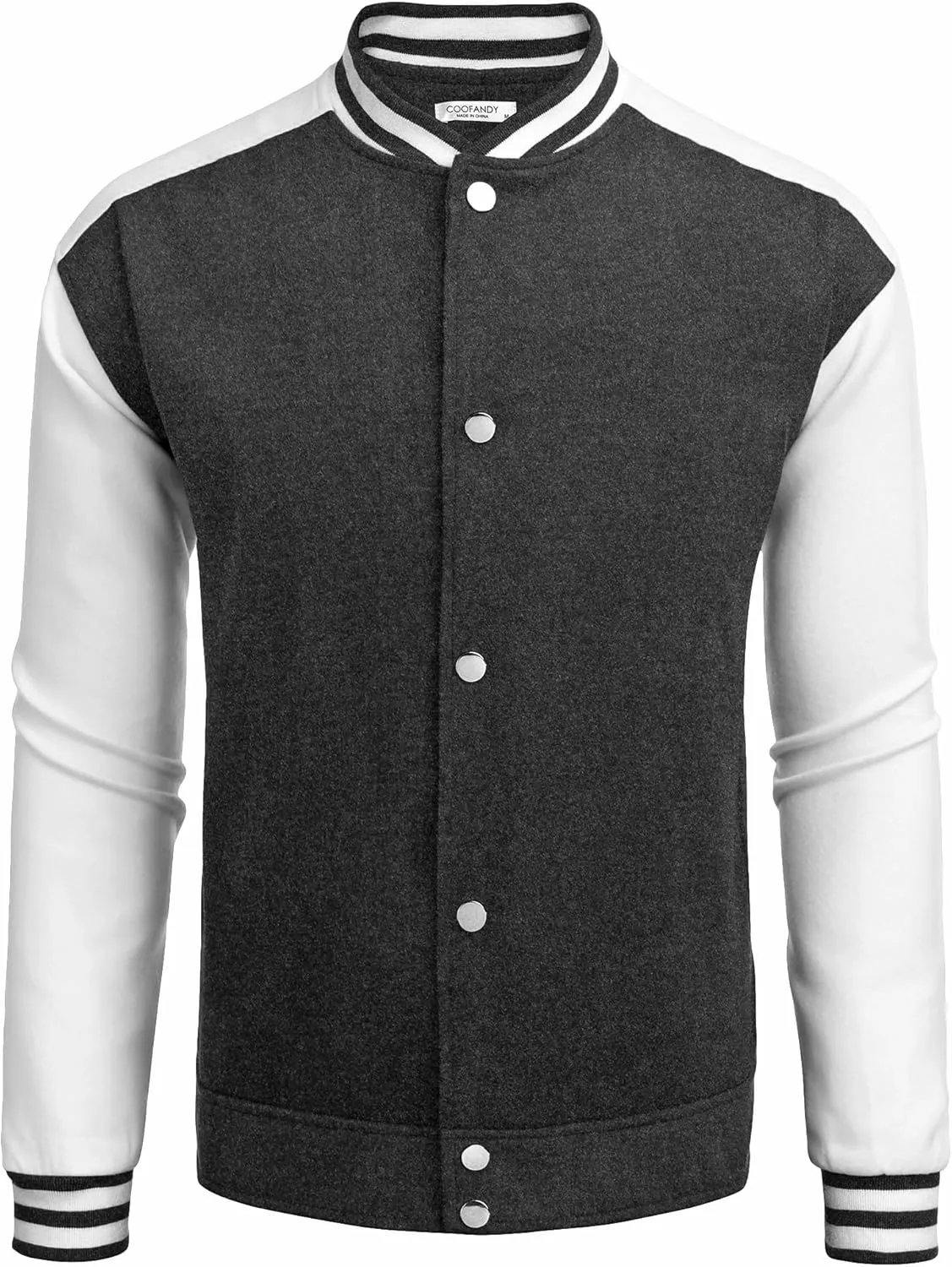 COOFANDY Men's Varsity Jacket Wool Blend Letterman Bomber Jacket Baseball Lightweight Jacket