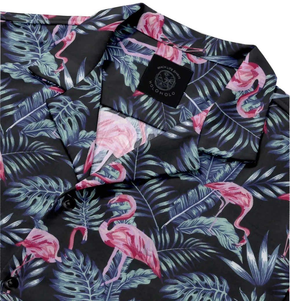 Cotton - Camp Collar Shirt - Flamingos