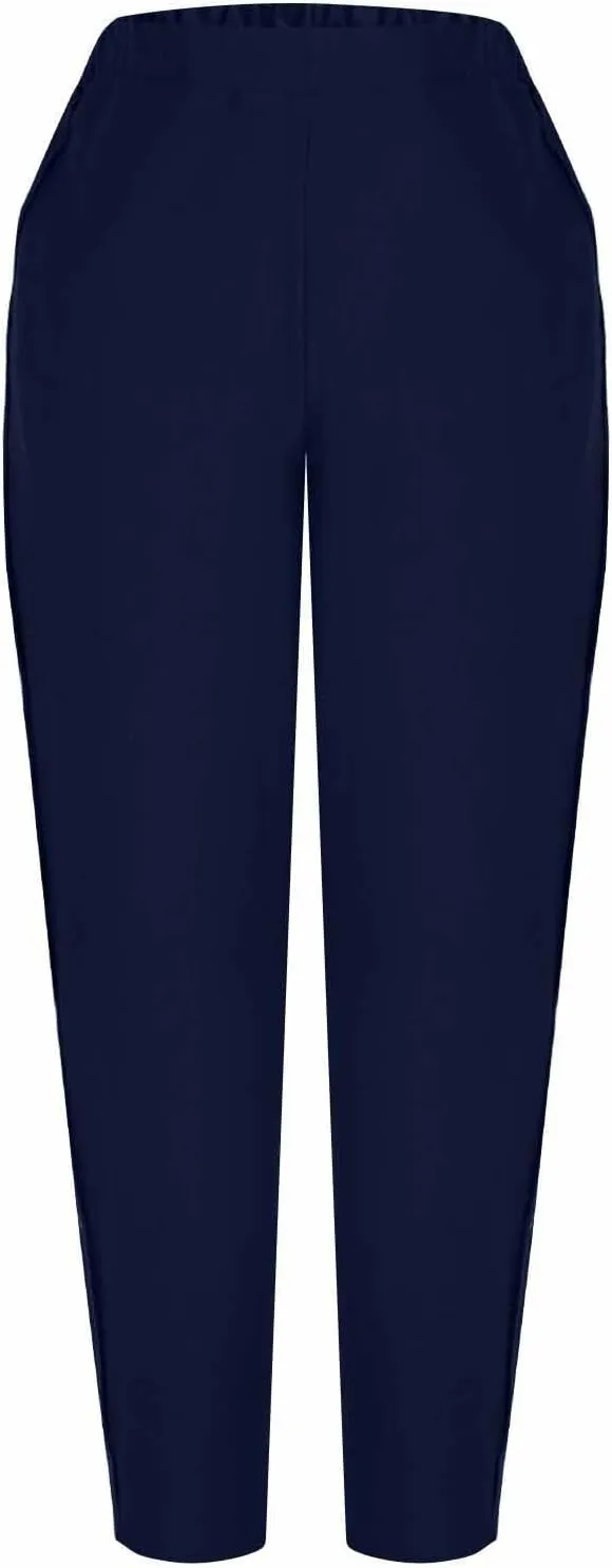 Cotton Linen Pants for Women Wide Straight Leg Side Button Pant Teen Girls 2025 Baggy Elastic Waist Comfy Crop Trouser