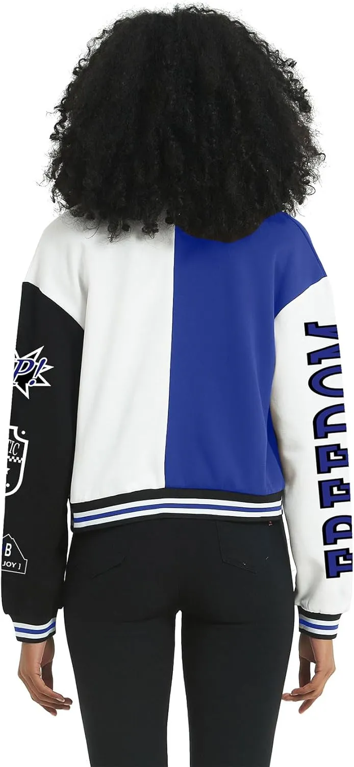 COZYPOIN Women's Varsity Jacket Cropped Letterman Jacket Lightweight Button Down Bomber Racer Baseball Y2K Coats