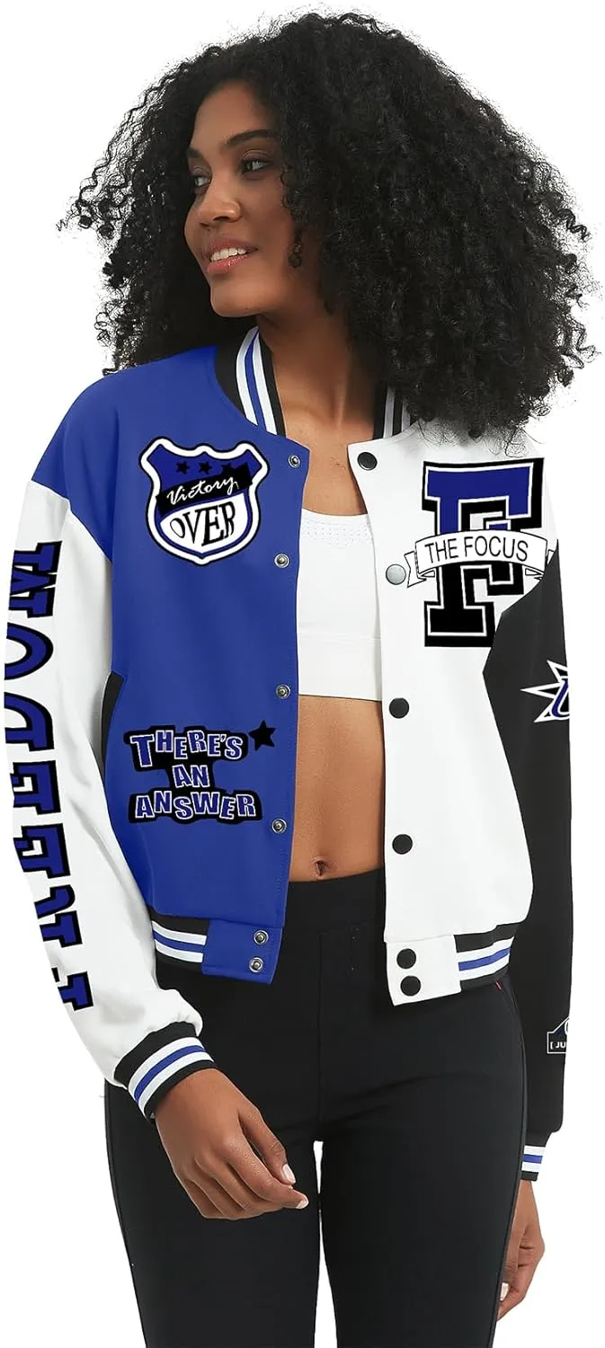 COZYPOIN Women's Varsity Jacket Cropped Letterman Jacket Lightweight Button Down Bomber Racer Baseball Y2K Coats
