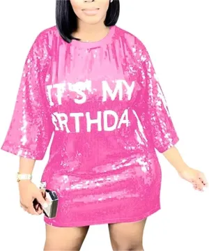cu4eve Sequin T Shirt Dress for Women, Women's Summer Sparkly Glitter Short Sleeve Midi T-Shirt Dress Plus Size Loose Blouse