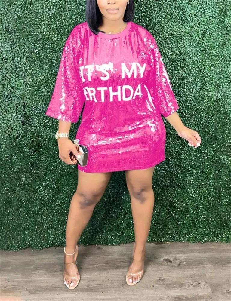 cu4eve Sequin T Shirt Dress for Women, Women's Summer Sparkly Glitter Short Sleeve Midi T-Shirt Dress Plus Size Loose Blouse