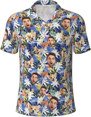 Custom Polo Shirts for Men Funny Face Print Quick Dry Short Sleeve Breathable Shirt