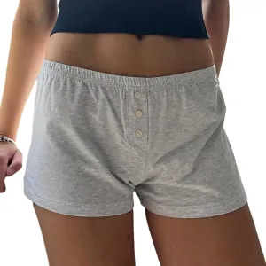 Cute Pajama Shorts for Women Y2K Sexy Low Rise Lounge Floral Shorts Comfy Striped Button Boxers Pj Bottoms Sleepwear