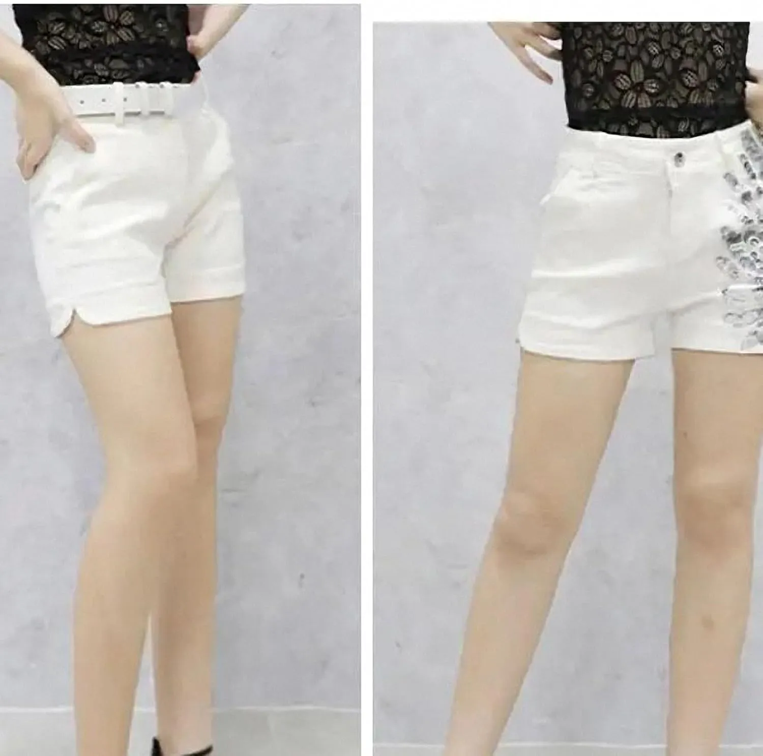 Dawery White Sequin Denim Shorts Women Spring Summer High Waisted Slim Hot Pants Black Stretch Casual Shorts