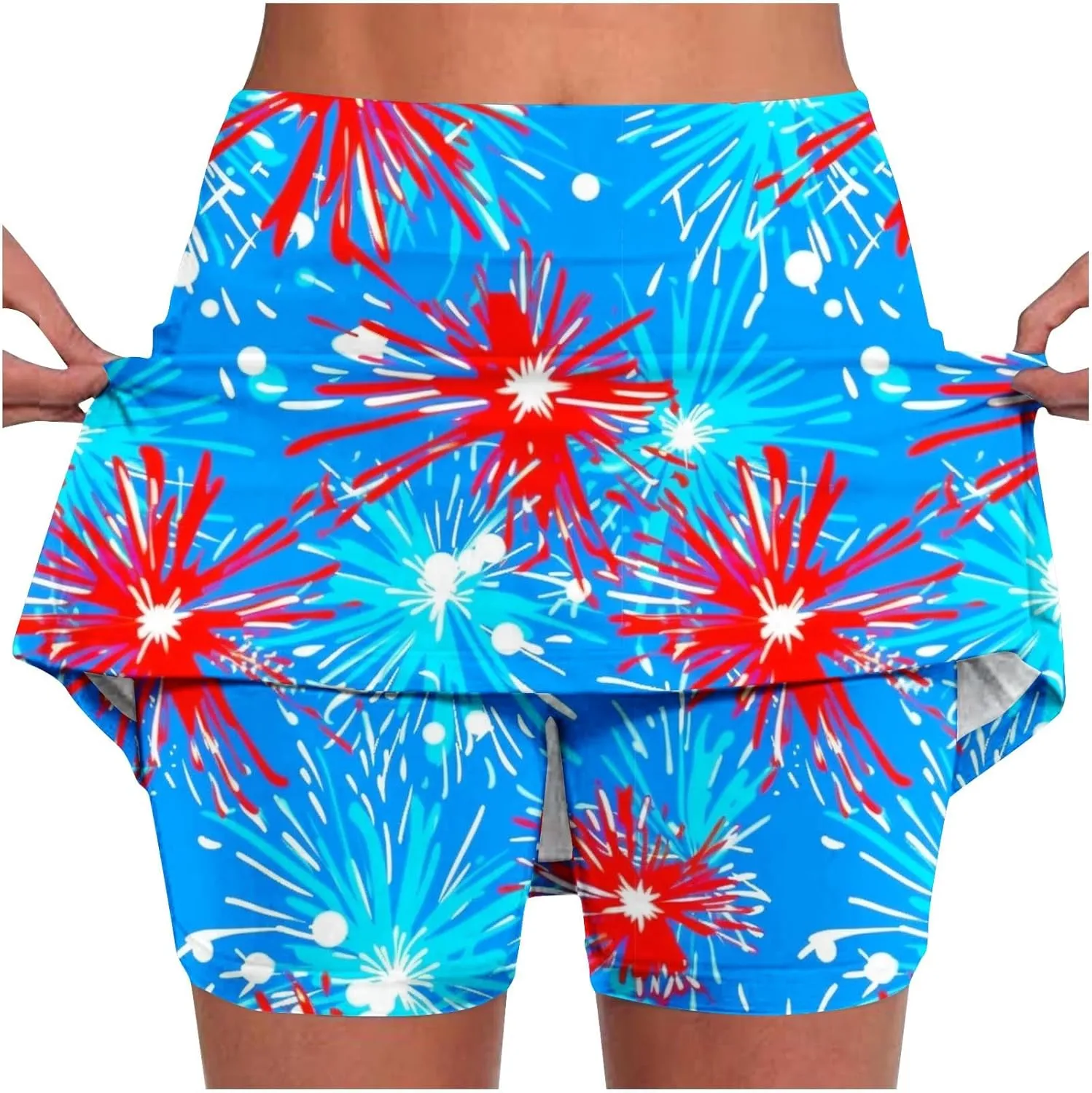 DDAPJ pyju 4th of July Tennis Skirt for Women High Waisted Athletic Skorts Running Workout Patriotic Skirts Skirted Shorts