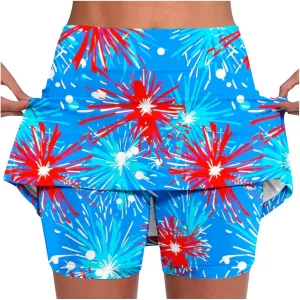 DDAPJ pyju 4th of July Tennis Skirt for Women High Waisted Athletic Skorts Running Workout Patriotic Skirts Skirted Shorts