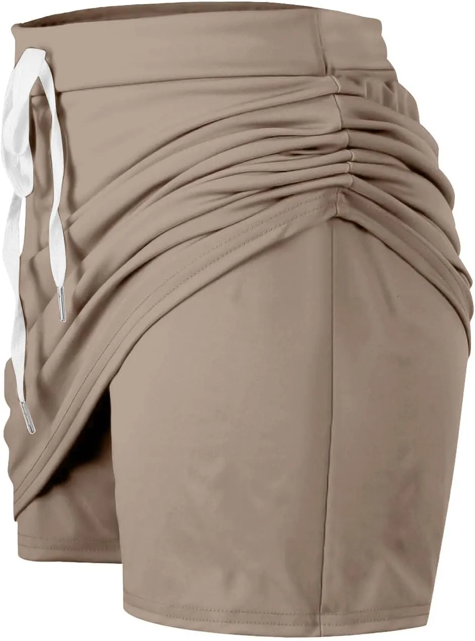 DDAPJ pyju Tennis Skirts for Women Summer Drawstring High Waisted Golf Skorts Running Athletic Skorts for Pickleball Casual