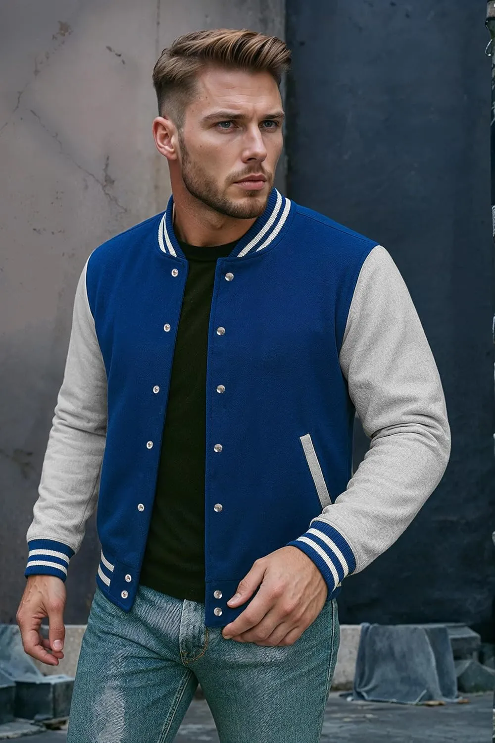 Decrum Varsity Jacket Men - High School Letterman Bomber Style Fleece Baseball Jackets For Men