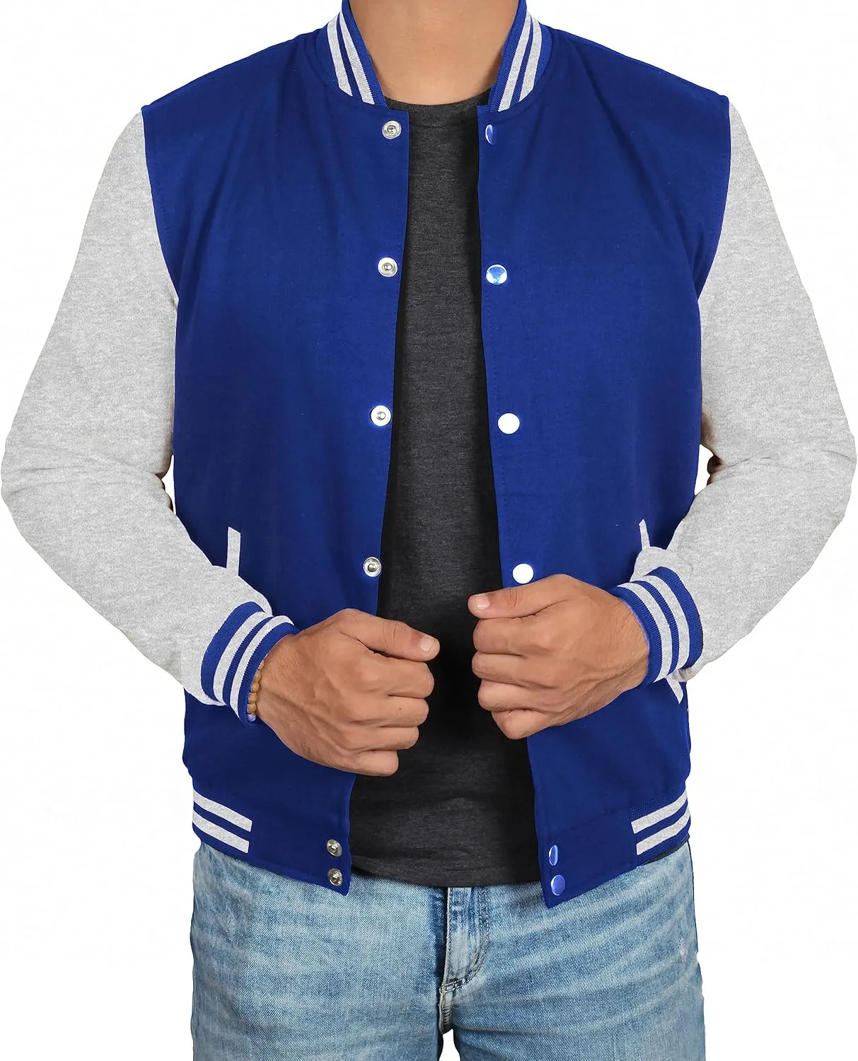 Decrum Varsity Jacket Men - High School Letterman Bomber Style Fleece Baseball Jackets For Men