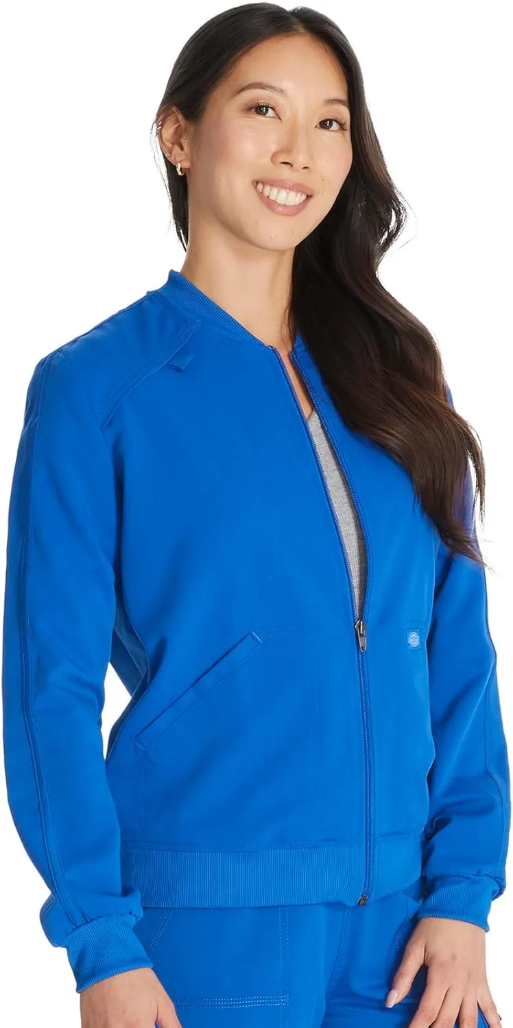 Dickies Women Scrub Jacket Zip Front Warm-Up Rib Knit Collar with 2 Welt Pocket DK365