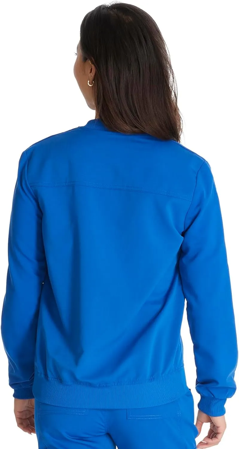 Dickies Women Scrub Jacket Zip Front Warm-Up Rib Knit Collar with 2 Welt Pocket DK365