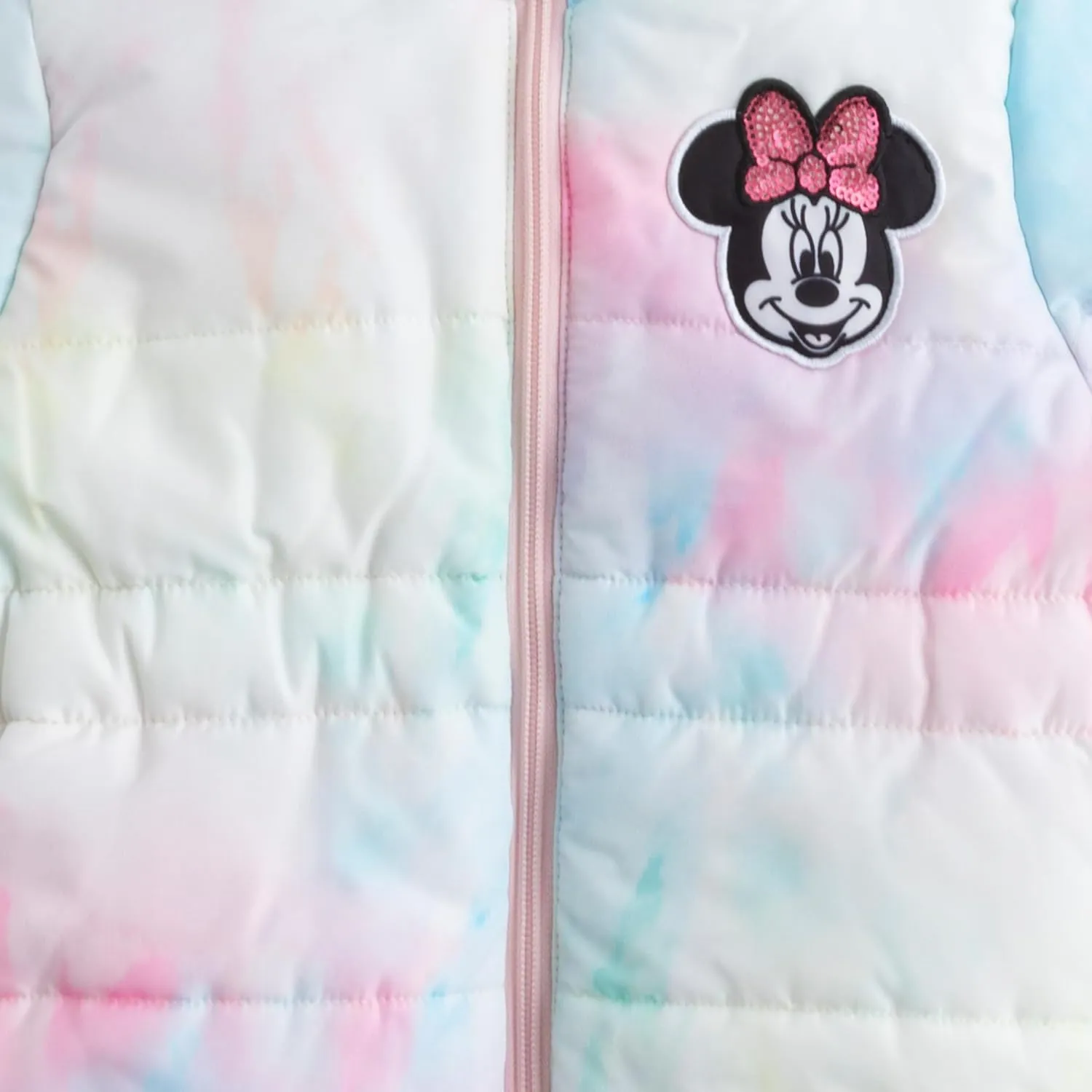 Disney Minnie Mouse Girls Puffer Jacket with Ears and Bow for Toddlers, Little Kids, and Big Kids