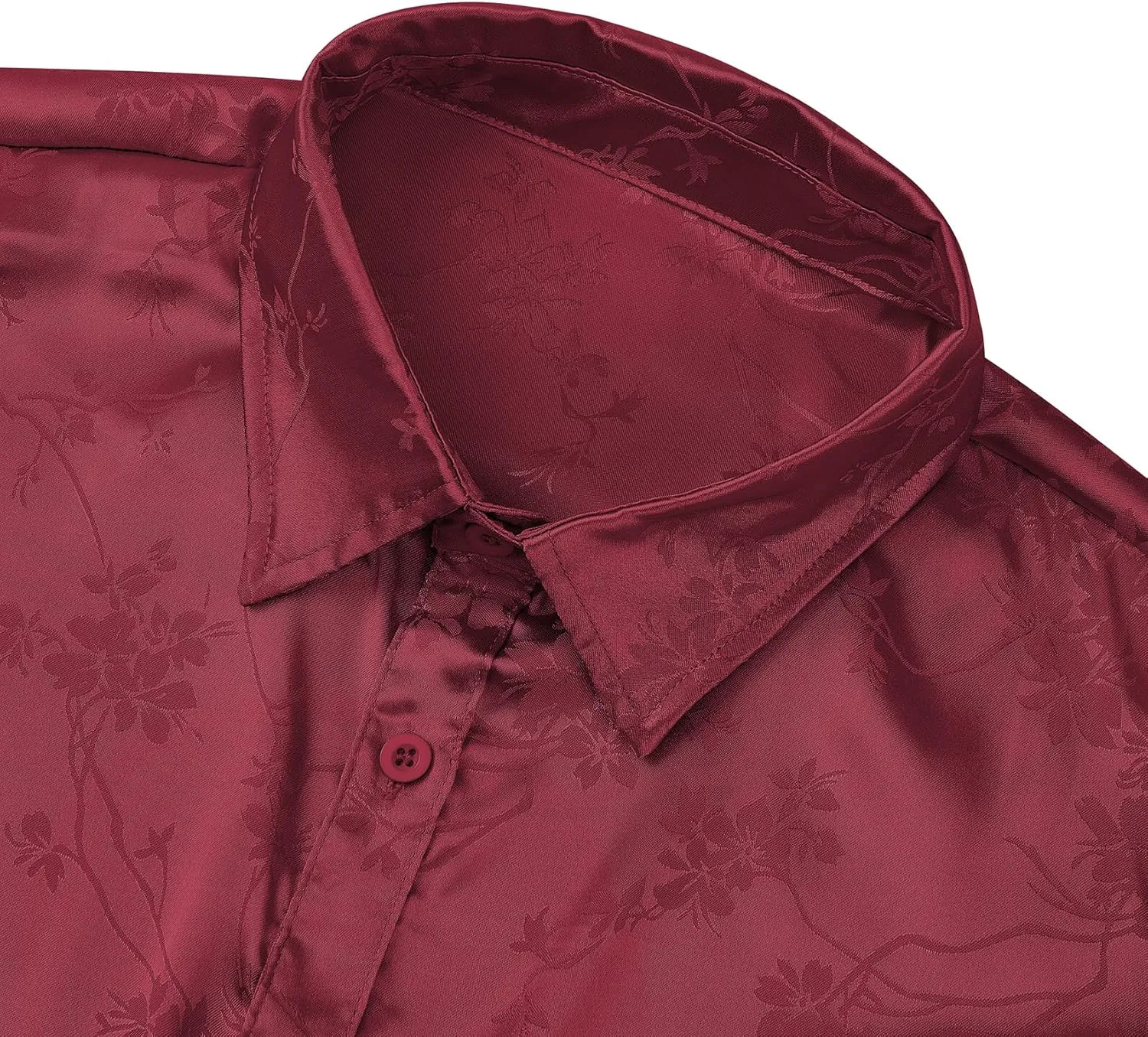 Durio Mens Silk Dress Shirts Jacquard Button Down Shirt Casual Button Up Shirts Long Sleeve Formal Shirts Prom Wedding