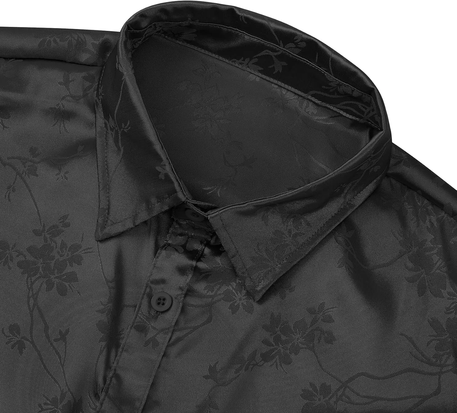 Durio Mens Silk Dress Shirts Jacquard Button Down Shirt Casual Button Up Shirts Long Sleeve Formal Shirts Prom Wedding