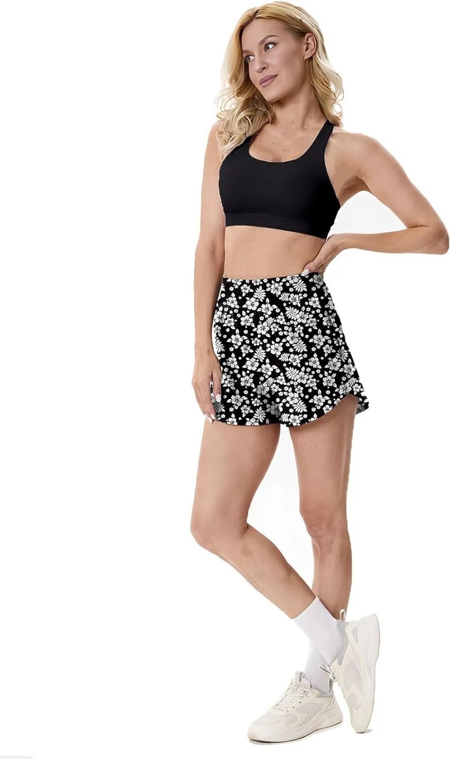 Elastic High Waisted Quick Dry Running Shorts for Women Athletic Workout Gym Dolphin Shorts with Zipper Pockets