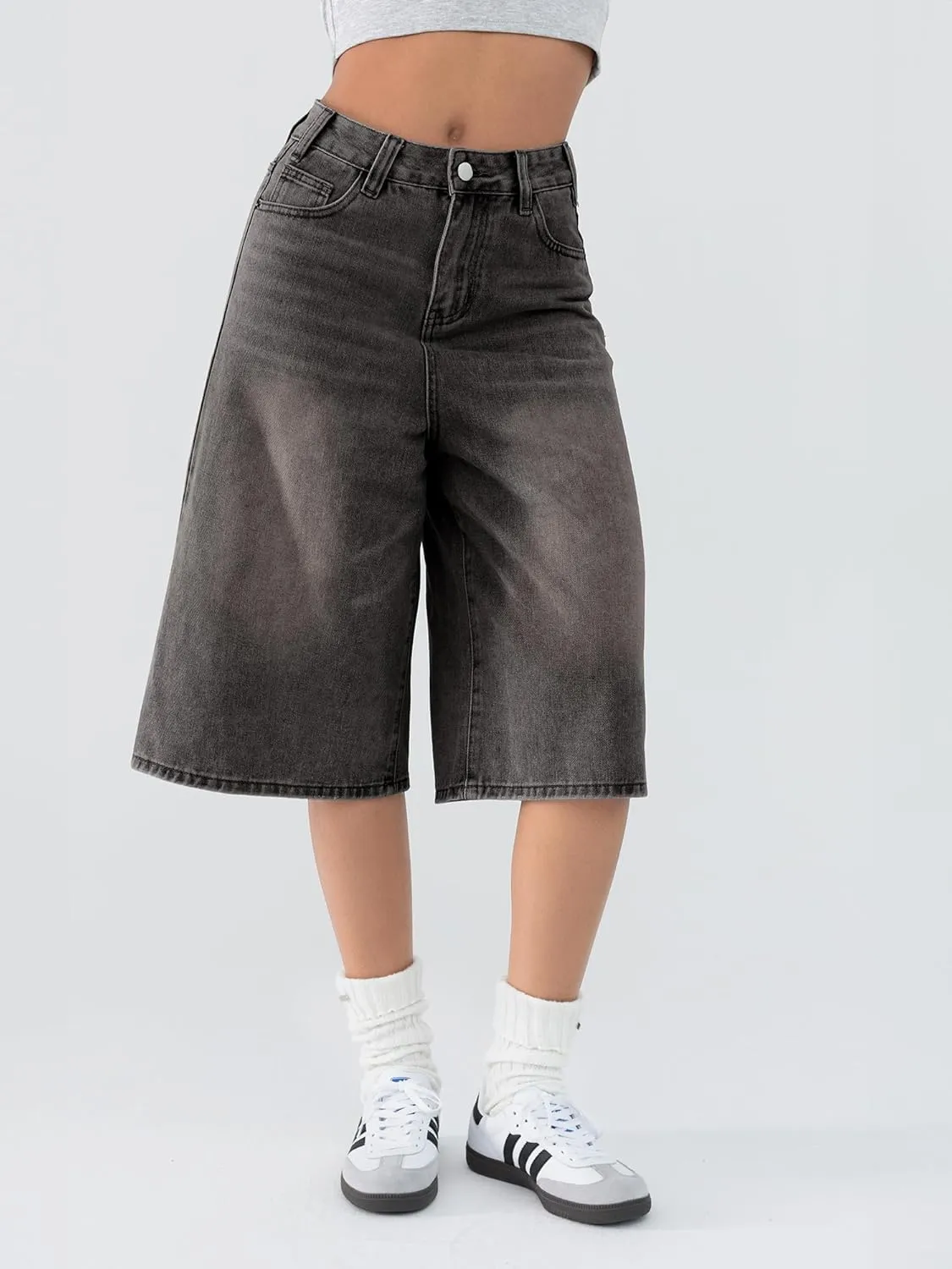 EMMIOL Women Jean Jorts Baggy Loose Fit Jean Shorts 2025 Summer Trendy Wide Leg Long Denim Shorts Y2K Clothes