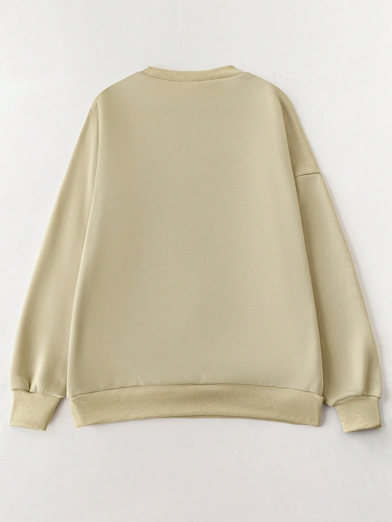 EZwear Hunting Slogan Print Thermal Lined Loose Fit Crew Neck Women Sweatshirt