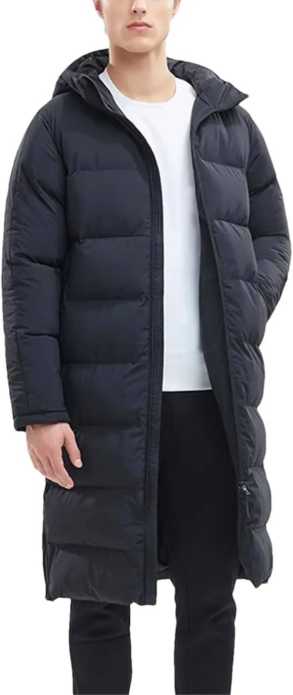 Fjnbbiot Men Winter Jacket Long Solid Sports Training Coat Warm Cotton Padded Winter Coat