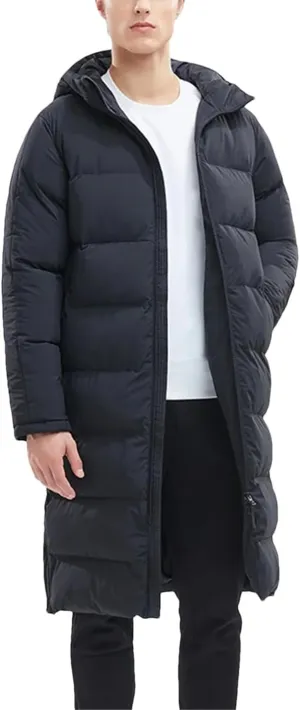 Fjnbbiot Men Winter Jacket Long Solid Sports Training Coat Warm Cotton Padded Winter Coat