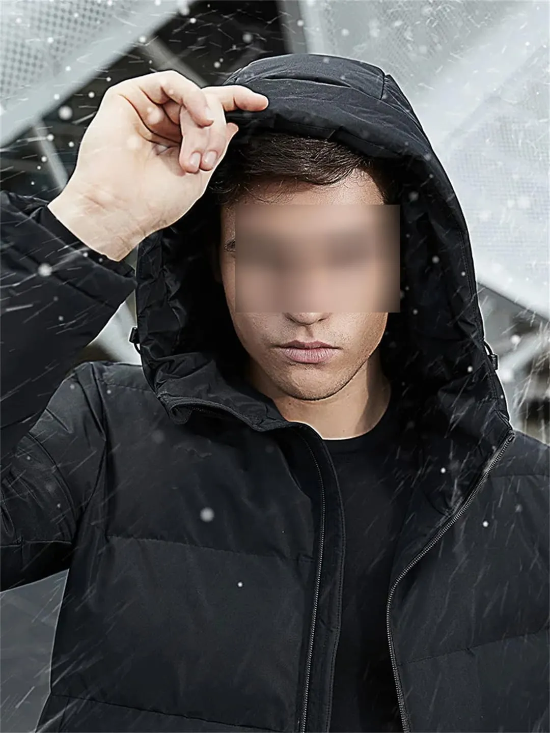 Fjnbbiot Men Winter Jacket Long Solid Sports Training Coat Warm Cotton Padded Winter Coat