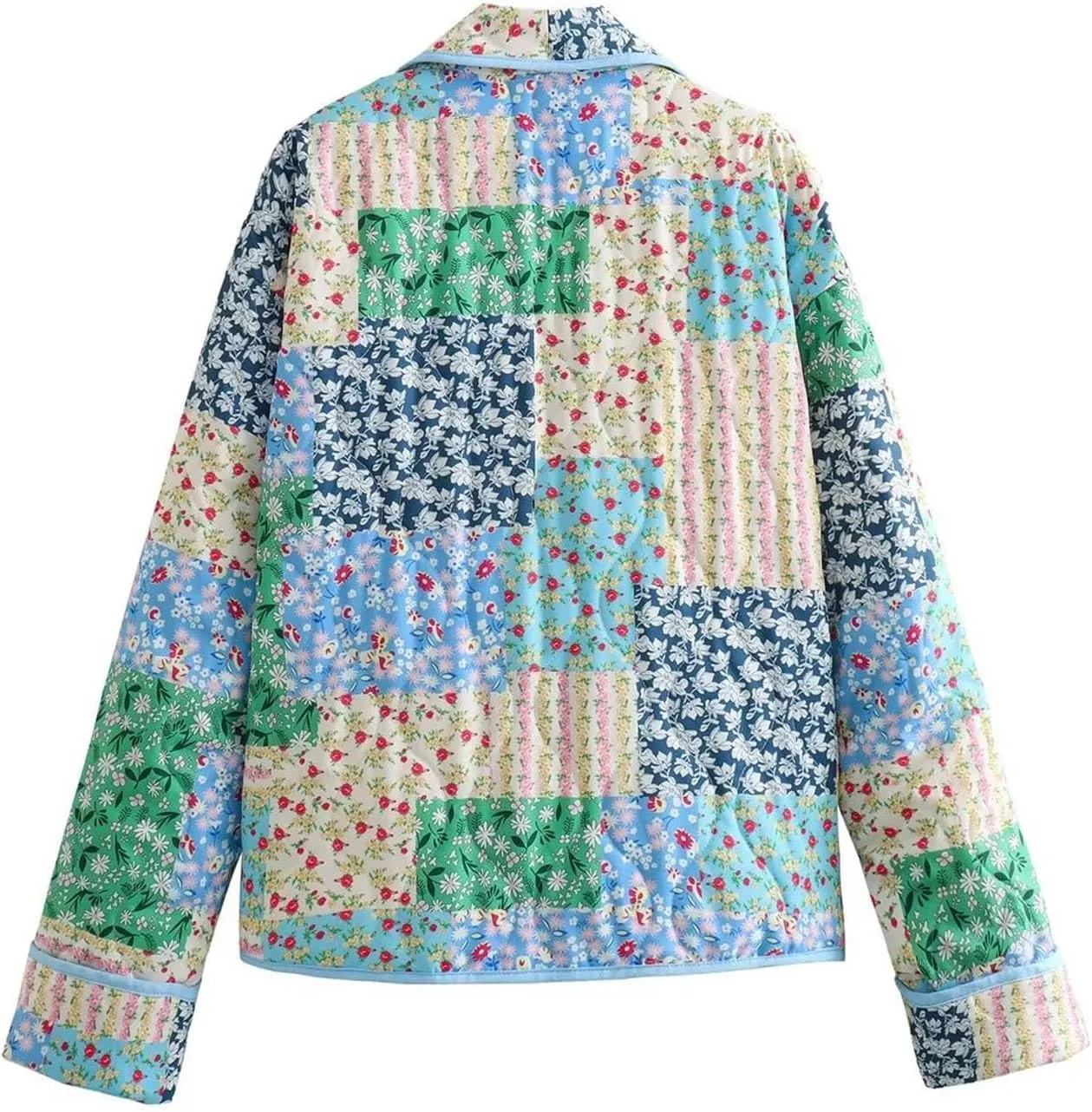 Flygo Womens Cropped Puffer Jacket Floral Print Quilted Coat Lightweight Warm Padded Down Jackets