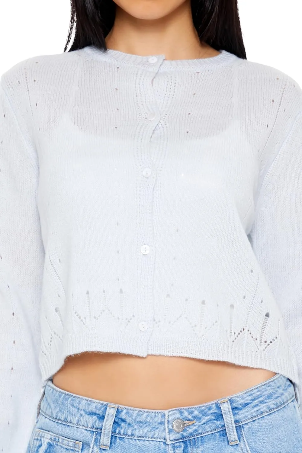 Forever 21 Women's Eyelet Cardigan Sweater