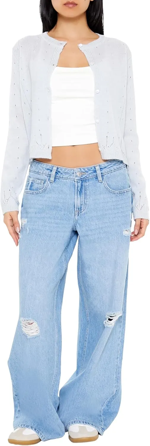 Forever 21 Women's Eyelet Cardigan Sweater