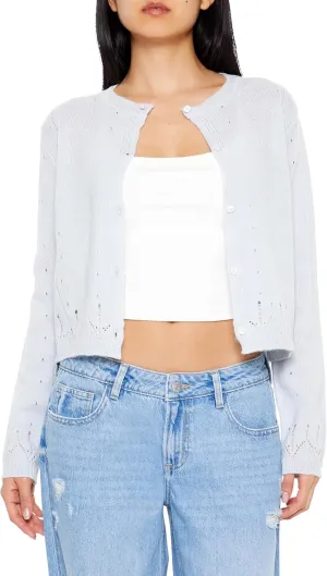 Forever 21 Women's Eyelet Cardigan Sweater