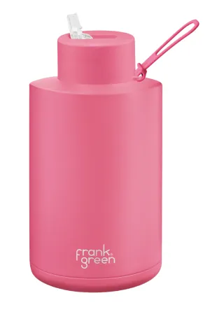 FRANK GREEN CERAMIC REUSABLE BOTTLE   STRAW 68oz/2000ml - NEON PINK