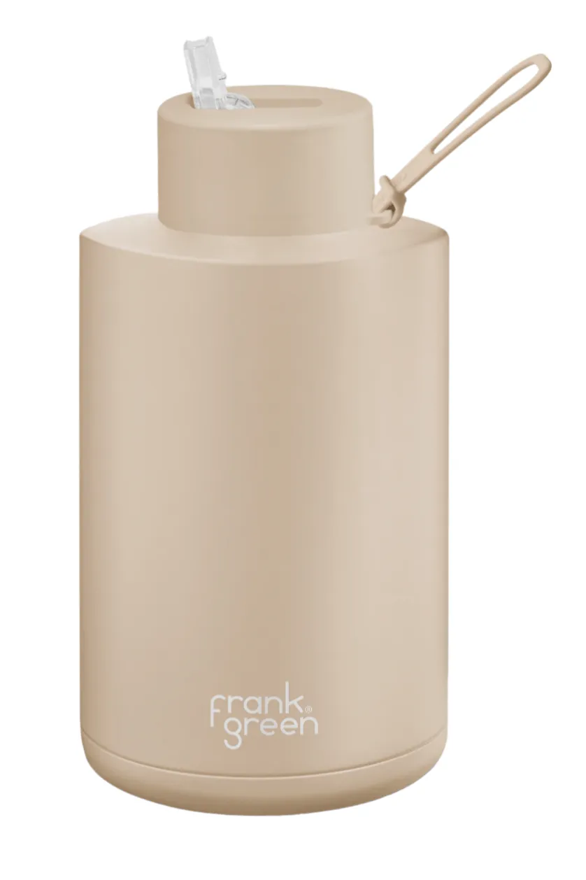 FRANK GREEN CERAMIC REUSABLE BOTTLE   STRAW 68oz/2000ml - STONE
