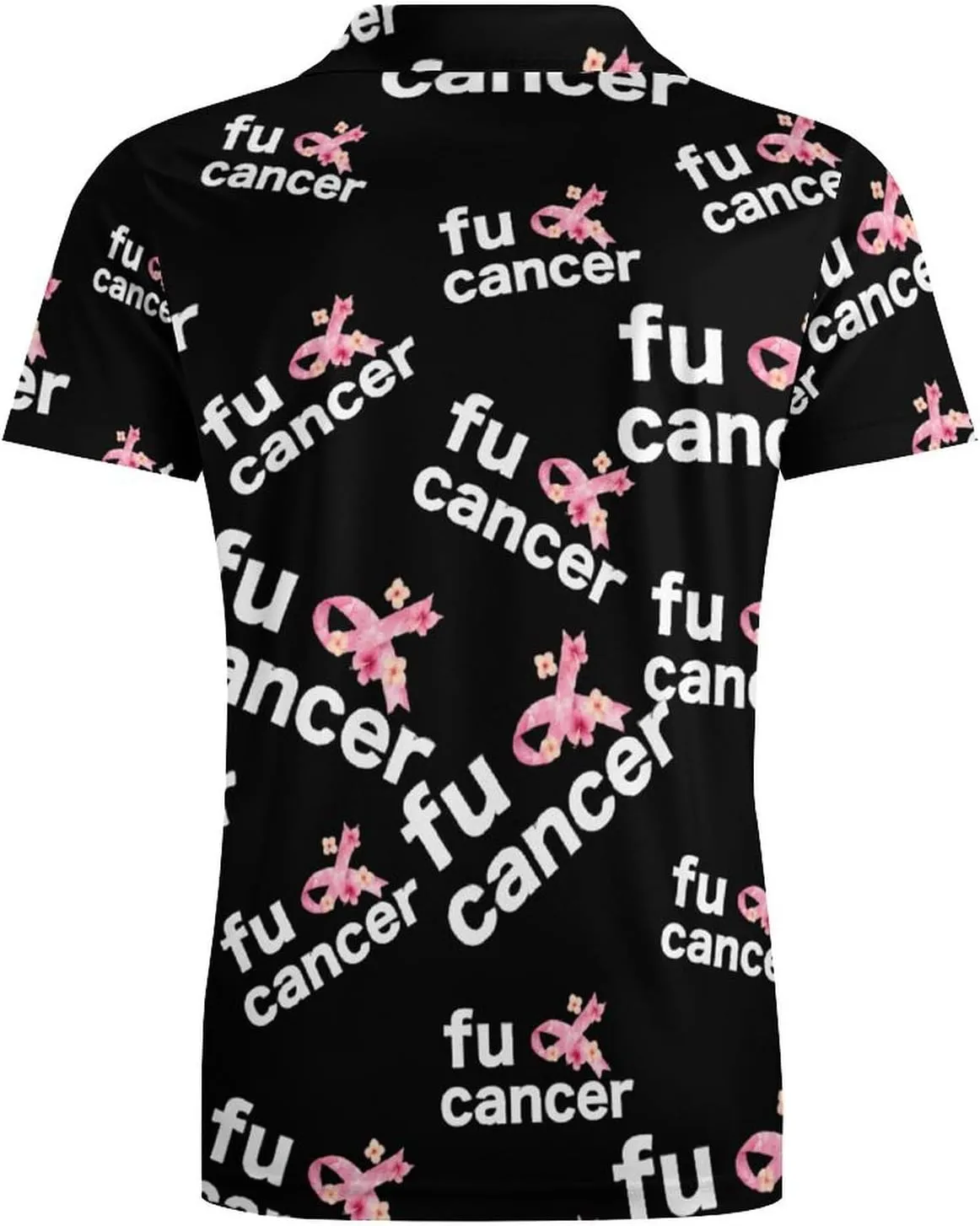 Fuck Cancer Hawaiian Flowers Men's Polo Shirt Short Sleeve Casual Athletic Quick Dry Golf T-Shirts