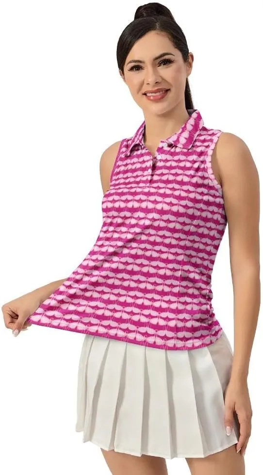 Funny Sleeveless Golf Polo for Women Sleeveless Quick Dry Polo Shirts Ladies Golf Shirts Golf Outfits for Women