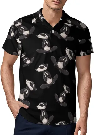 Funny Yoga Badger Men's Polo Shirt Short Sleeve Casual Athletic Quick Dry Golf T-Shirts