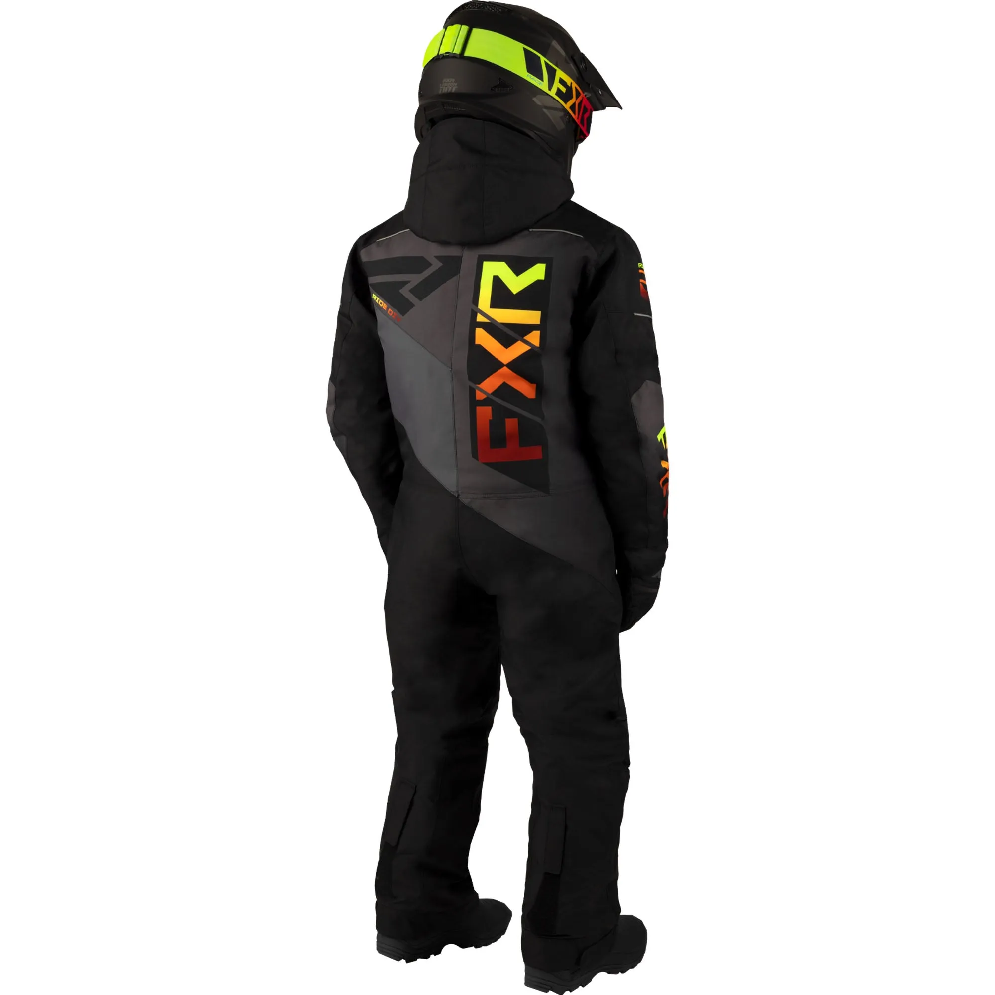 FXR Child Helium Snowmobile Monosuit Black/Charcoal/Inferno Grey