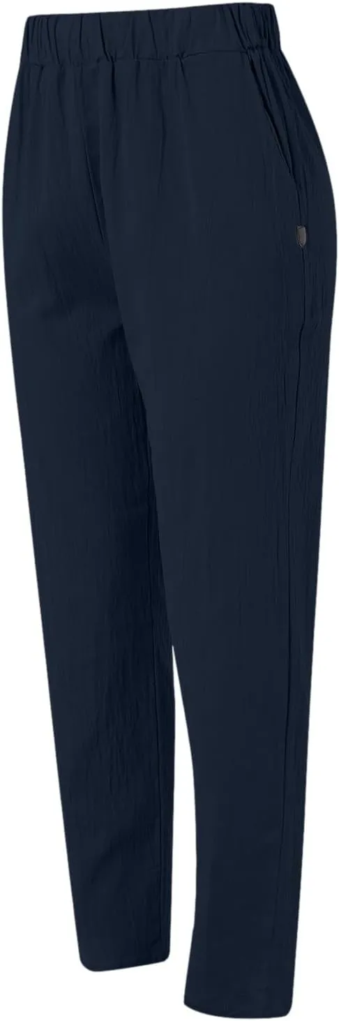 FZYLQY Cotton Linen Pants for Women Casual Elastic Waist Cropped Harem Style Trousers with Pockets 2025 Edition Look
