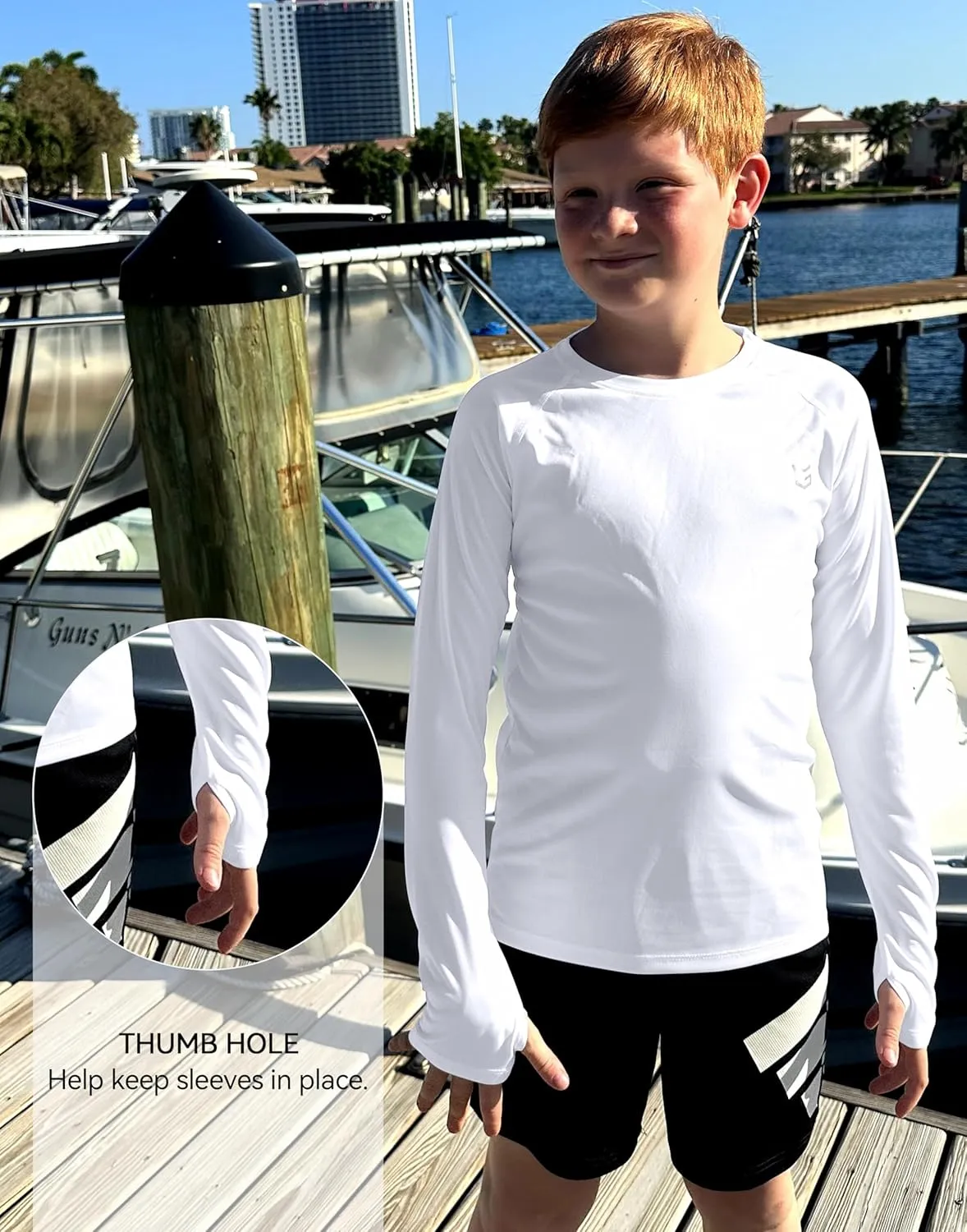 G Gradual Boy's Rash Guard UPF 50  Sun Protection Shirt Quick Dry Long Sleeve Swim Shirts Lightweight SPF Youth Fishing Shirt
