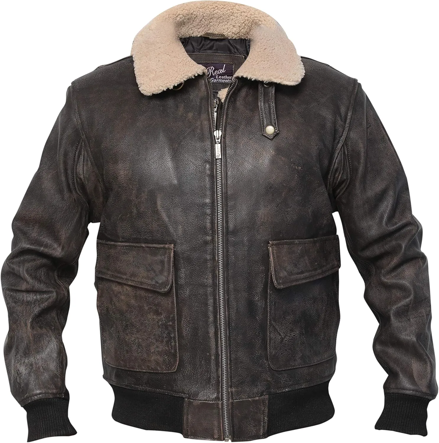 G1 Distressed Brown Cowhide Leather Bomber Aviator Flight Jacket
