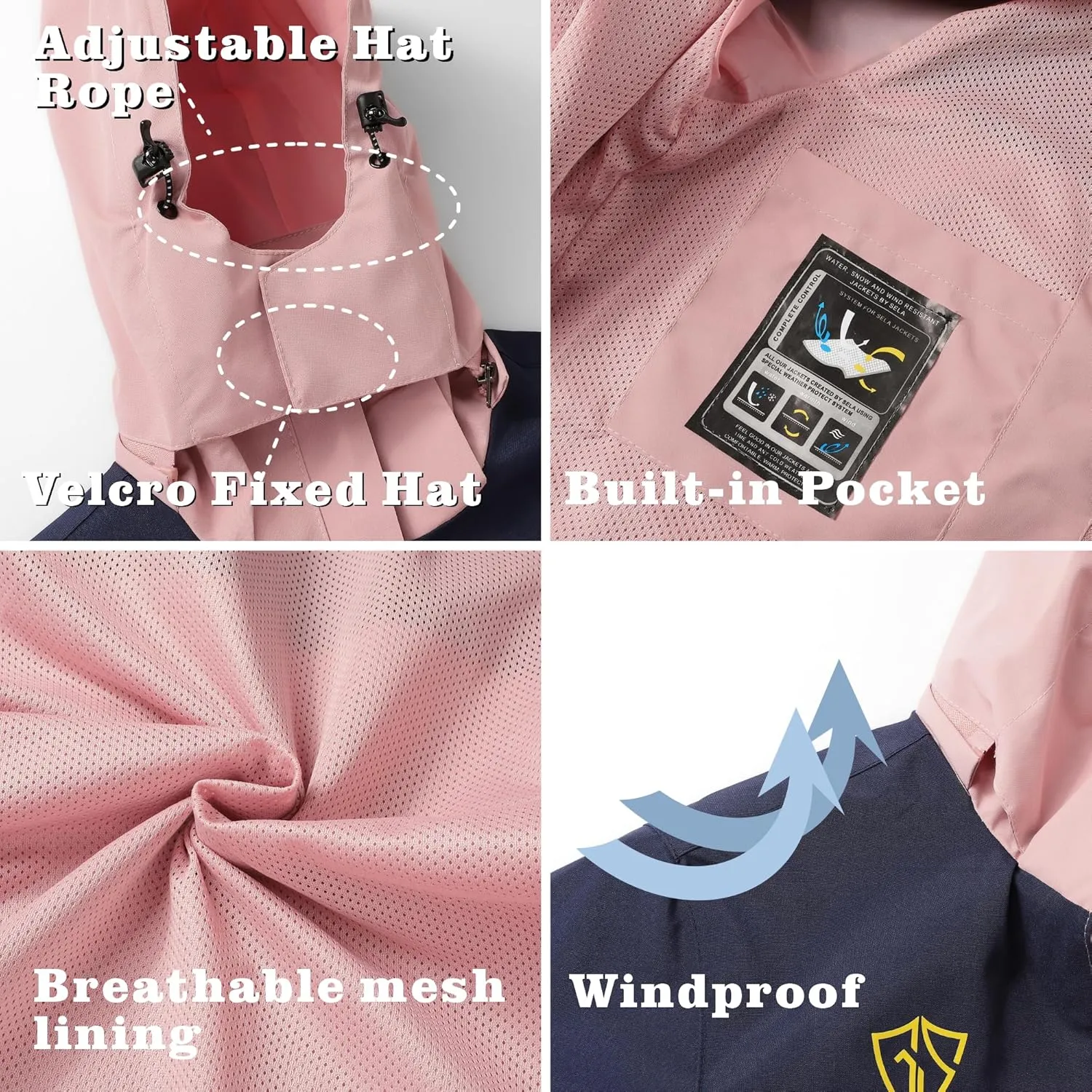 GIISAM Rain Jacket for Women, Women's Waterproof Lightweight Rain Jackets Packable Raincoat Windbreaker Coat with Hood