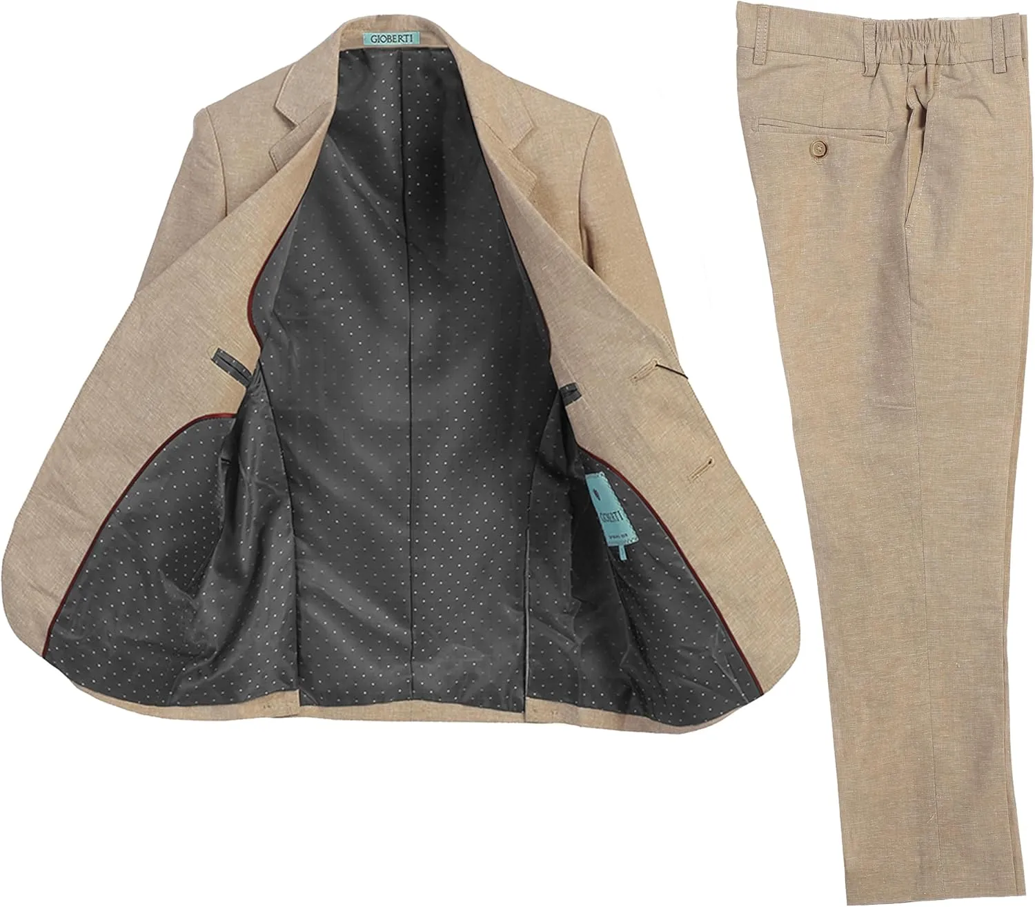 Gioberti Kids and Boys Linen Suit Set Jacket and Dress Pants