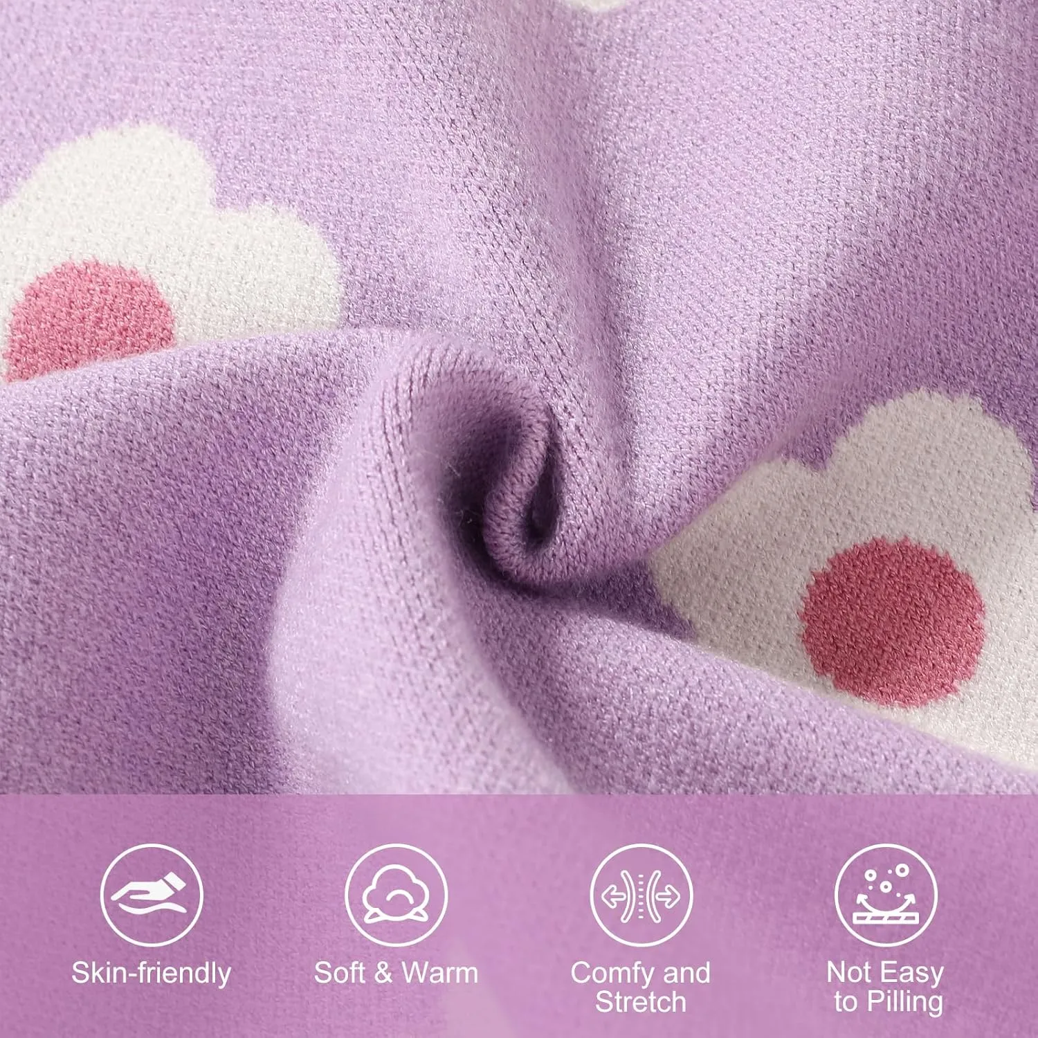 Girls Floral Print Sweaters Long Sleeve Crewneck Knitted Cute Flower Pullover Sweater Jumper Tops