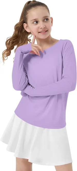 Girl's Rash Guard Swim Shirts Sun Shirt UV Protection Long Sleeve Tops Quick Dry Lightweight UPF 50 